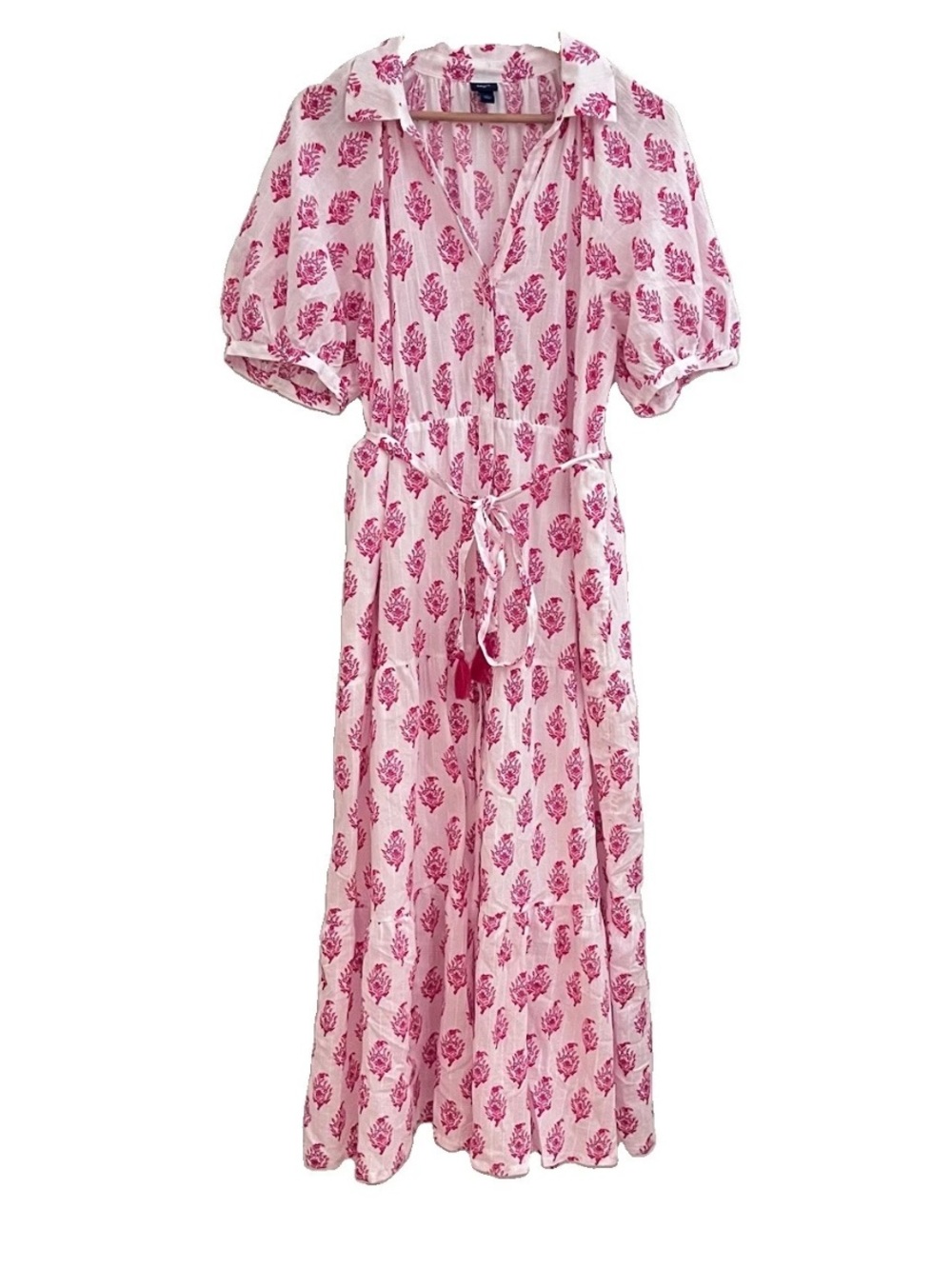 Roller Rabbit x Target Puff Sleeve Dress Size Large Pink Motif Cotton